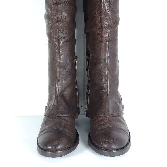 Ash Women's Tentation US7-7,5 Brown Leather Tall Side Zips Cone Heel Riding Boot - Picture 4 of 13